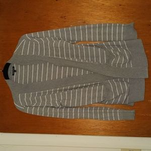 Pink Clover Gray & White Striped Cardigan